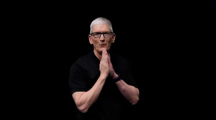Tim Cook speaking during Apple leadership transition as company announces new CEO after 15 years